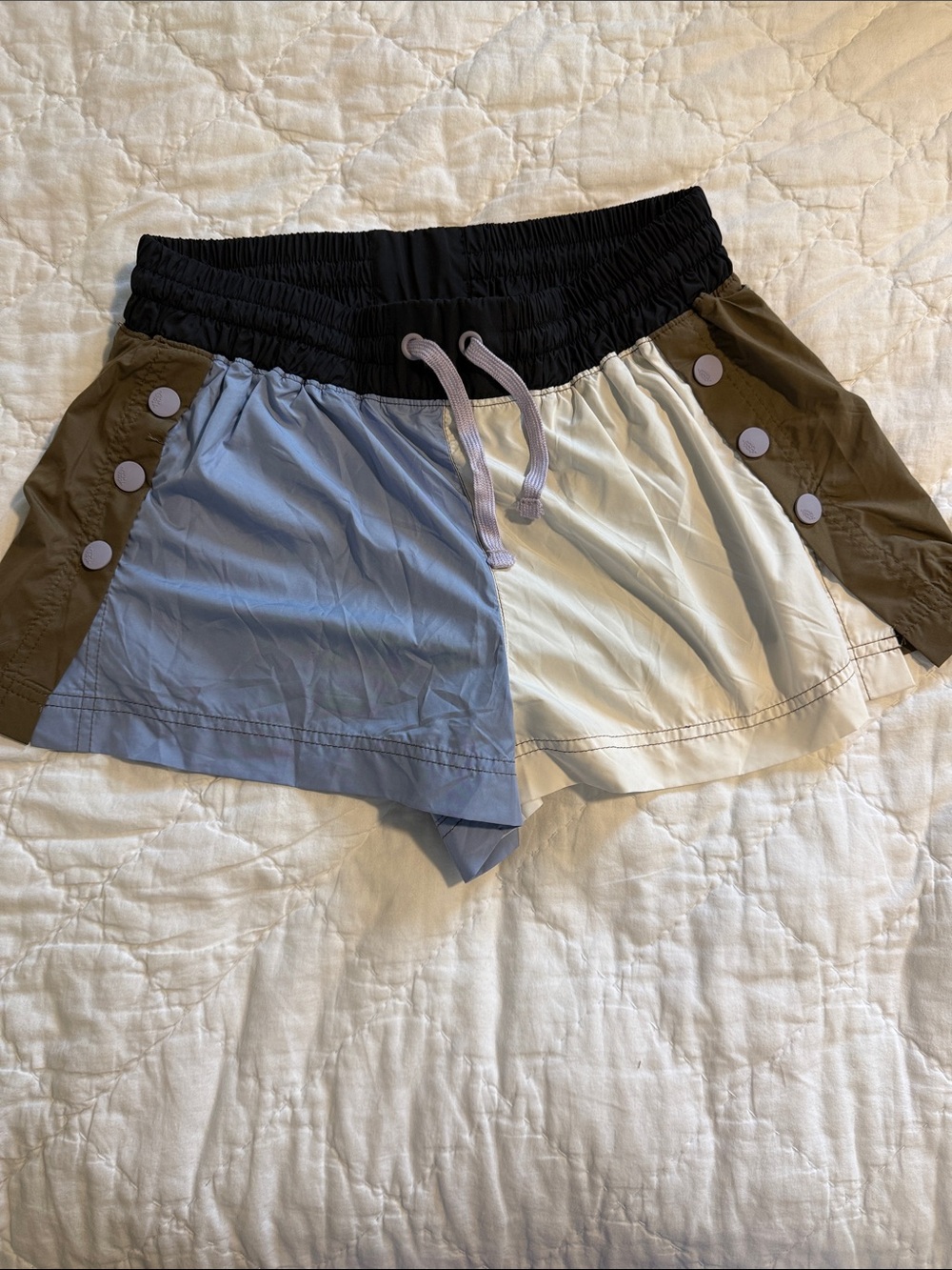 FP Movement by Free People Colorblock Athletic Shorts - Blue, Cream & Brown